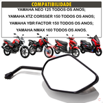 Par Retrovisor Espelho Yamaha Neo 125 Nmax 160 Crosser factor 150