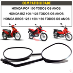 Par De Retrovisor Honda Biz 100 Biz 125 Pop 100 Bros