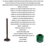 Kit Valvula Admissão com retentor Haste Verde Honda CG NXR 125 2009 a 2018