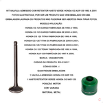 Kit Valvula Admissão com retentor Haste Verde Honda CG XLR 125 1992 a 2001