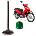 Kit Valvula Escape com Retentor haste verde Honda Biz 2006 a 2010