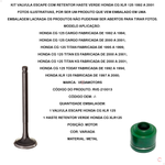 Kit Valvula Escape com retentor Haste Verde Honda CG XLR 125 1992 a 2001