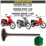 Kit Valvula Escape com retentor Haste Verde Honda Pop Biz Wave 2015 em diante