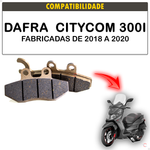 Pastilha De Freio Traseira Para Dafra Citycom 300i