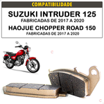 Pastilha Freio Traseiro Suzuki Intruder Haojue Chopper 150