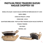 Pastilha Freio Traseiro Suzuki Intruder Haojue Chopper 150
