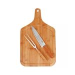 Conjunto Churrasco Bamboo Tábua com Alça Mor UN