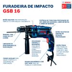Furadeira de Impacto Gsb 16 Re + Maleta Bosch UN
