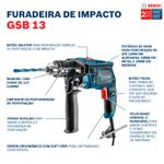 Furadeira de Impacto 650W Gsb 13 Re Bosch UN