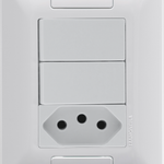 Conjunto 2 Interruptores Simples + Tomada 10A Aria Tramontina UN