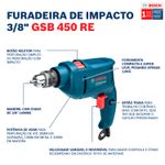 Furadeira de Impacto 3/8 450W Gsb 450 Bosch UN