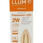 Lâmpada Vela Led de Filamento 2W 220V 2200K Llum UN
