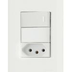 Conjunto Interruptor Simples + Tomada 10A Giz Branco Tramontina UN