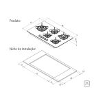 Cooktop A Gás Side Plus Penta 5Gg 90Cm Tramontina UN