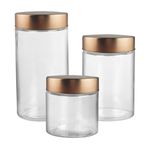 Conjunto Porta Mantimentos Cobre Redondo em Vidro Liso Dynasty UN