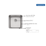 Cuba de Embutir Undermount 40X40cm Inox Tramontina UN