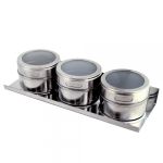 Kit 3 Porta Temperos Inox Magnético Clink UN
