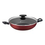Panela Wok Loreto 28Cm Vermelha Antiaderente com Tampa de Vidro Tramontina UN