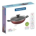 Panela Wok Loreto 28Cm Vermelha Antiaderente com Tampa de Vidro Tramontina UN