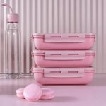 Marmita Hermética Retangular Com Divisória Rosa Quartz Ou UN