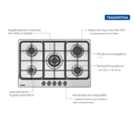 Cooktop A Gás Penta Ff 5Gx Tri 5 Queimadores Tramontina UN