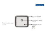 Cuba de Embutir Dora 40X34cm Acetinada com Válvula Tramontina UN