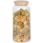 Porta Mantimento Redondo 1,4L em Vidro com Tampa em Bambu Dynasty UN