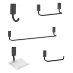 Kit de Acessórios para Banheiro 5 Peças New One Preto Matte Celite UN