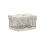 Cesto Organizador Grid Multiuso Com Tampa 20 Litros Bege Ou UN