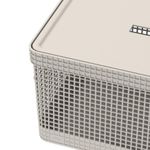 Cesto Organizador Grid Multiuso Com Tampa 20 Litros Bege Ou UN