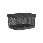 Cesto Organizador Grid Multiuso Com Tampa 20 Litros Preto Ou UN