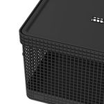 Cesto Organizador Grid Multiuso Com Tampa 20 Litros Preto Ou UN