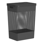 Cesto de Roupas Grid Com Tampa 49 Litros Preto Ou UN