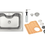 Cuba Inox Acetinada Sobrepor Morgana 69x49cm com Acessórios Tramontina UN