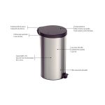 Lixeira New 20 litros em Inox com Pedal Tramontina UN