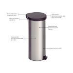 Lixeira New 30 litros em Inox com Pedal Tramontina UN