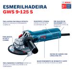 Mini Esmerilhadeira Angular GWS 9-125 S Bosch UN