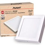 Plafon LED Sobrepor Quadrado 24W 6500K Branco ABS - Avant UN