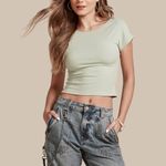 BLUSA KELLY MANGA CURTA VERDE CLARO