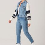 Jaqueta Feminina Jeans Manga Longa Tricot Disparate