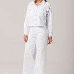 Jaqueta Feminina Cropped Sarja Manga Longa Disparate
