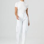 Calça Cargo Sarja Feminina Branca Disparate