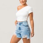Shorts Jeans Barra Desfiada Feminino Disparate