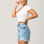Shorts Jeans Barra Desfiada Feminino Disparate