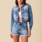 Camisa Jeans Cropped Feminina Disparate