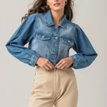 Jaqueta Cropped Jeans Feminina Barra Desfiada Disparate