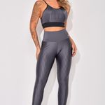 Legging Cintura Alta Fitness Cinza New Vision