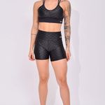 Short Fitness Cintura Alta Preto Tulipa Cirre