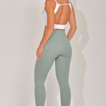 Legging Fitness Cintura Alta Verde Canelada Power