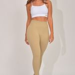Legging Fitness Cintura Alta Bege Canelada Power